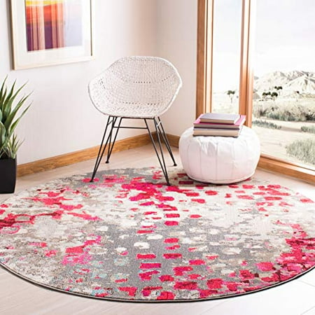 5' x 5' Round Red Grey SAFAVIEH Madison Collection MAD425R Boho Abstract Distressed Non-Shedding Dining Room Entryway Foyer Living Room Bedroom Area Rug 5' x 5' Round Red Grey SAFAVIEH Madison Collection MAD425R Boho Abstract Distressed Non-Shedding Dining Room Entryway Foyer Living Room Bedroom Area Rug